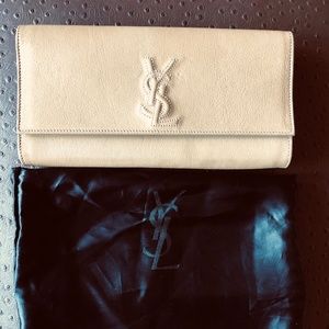 🎉HPSaint Laurent Belle de Jour Beige Brown Clutch